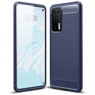 Carbon Hoesje flexibele case Huawei P40 blauw
