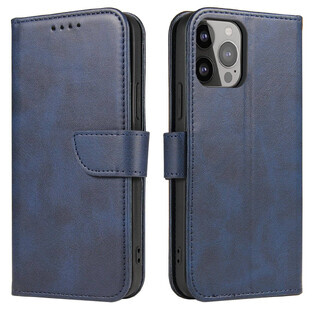 Custodia a portafoglio con patta di base per iPhone 15 Plus Custodia magnetica - blu