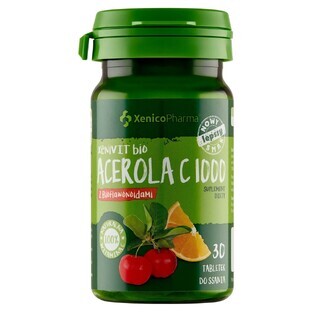 XeniVIT BIO Acerola C1000 con bioflavonoides, 30 pastillas para chupar