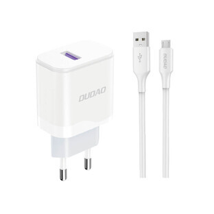 Cargador de red Dudao A20EU USB-A 18W - blanco + cable USB-A - micro USB