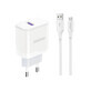 Cargador de red Dudao A20EU USB-A 18W - blanco + cable USB-A - micro USB
