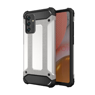 Hybrid Armor gepantserd hybride hoesje Samsung Galaxy A72 4G zilver