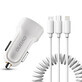 Dudao încărcător auto set 2x USB 2.4A + cablu USB 3in1 Lightning / Tip C / micro USB alb (R7 alb)