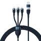 Baseus Flash Series II USB Type C / USB Type A - USB Type C / Lightning / micro USB 100 W 1.2 m blue cable (CASS030103)