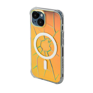 Funda de silicona MagSafe Kingxbar PQY Crack Series para iPhone 15 - holográfica