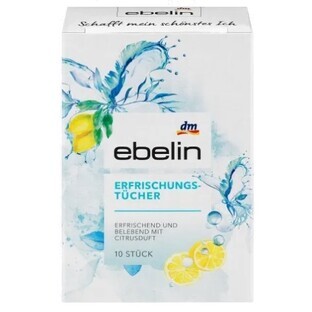 Ebelin, Lemon scented refreshing wipes, 10 pieces