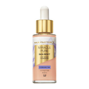 Max Factor Miracle Pure 2-en-1 Skin Reset Nourishing Serum Primer with Vegan Formula 10-30 Fair, 30 ml