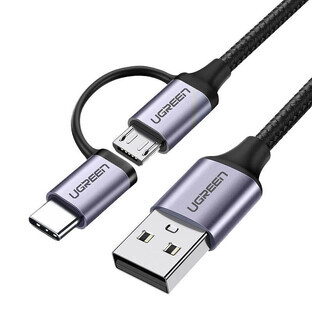 Ugreen cable 2-in-1 USB - micro USB / USB Type C cable 1m 2,4A black (30875)