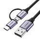 Ugreen Kabel 2in1 USB - micro USB / USB Typ C Kabel 1m 2.4A schwarz (30875)