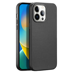 Custodia in pelle Dux Ducis Grit per iPhone 14 Pro Max elegante cover in ecopelle (compatibile con MagSafe) nero