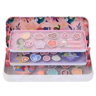 Lip Smacker Estuche de Maquillaje de Princesas Disney Estuche de Belleza de Triple Capa Kit de Maquillaje para Niños