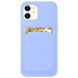 Card Case silicone wallet case with card pocket documents for iPhone 13 Pro Max purple