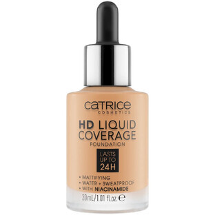 Catrice HD Liquid Coverage Foundation 24H Mattifying Face Primer 034 Medium Beige, 30 ml