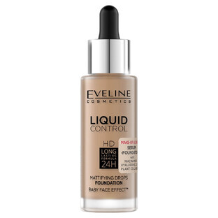 Eveline Cosmetics Liquid Control HD Primer viso opacizzante con niacinamide 060 Sunny Beige, 32 ml