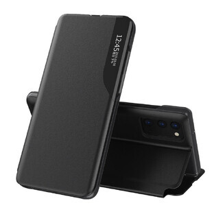 Eco Leather View Case étui élégant avec fonction flip cover et stand Samsung Galaxy A72 4G noir