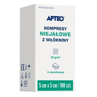 ApteoCare unsterile nicht gewebte Tupfer 5x5cm 100 Stück