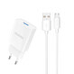 Dudao A4EU USB-A 2,1A netvoeding oplader - wit + USB-A - micro USB-kabel