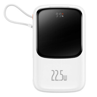 Baseus Qpow powerbank 10000mAh cablu USB tip C încorporat 22.5W încărcare rapidă SCP AFC FCP alb (PPQD020102) Baseus Qpow powerbank 10000mAh cablu USB tip C încorporat 22.5W încărcare rapidă SCP AFC FCP alb (PPQD020102)