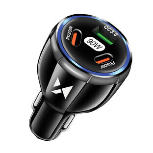 Wozinsky WCCCA 2x USB-C 1x USB-A 90W PD QC cargador de coche - negro