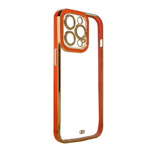 Fashion Case für iPhone 13 Pro Max Gel-Hülle mit Goldrahmen rot
