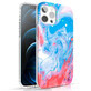 Kingxbar Watercolour Series gekleurd hoesje voor iPhone 12 Pro Max blauw roze