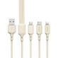 3-in-1 Dudao L7SE USB-A - USB-C / Lightning / micro USB 66W cablu 1.2m - bej