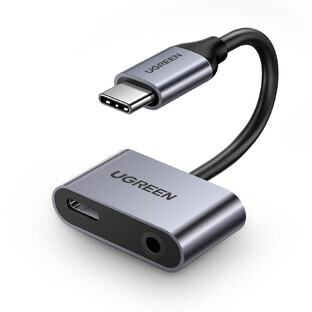 Adaptateur audio Ugreen CM193 50596 à deux ports USB-C (mâle) - mini jack 3,5 mm / USB-C (femelle) - gris Adaptateur audio Ugreen CM193 50596 à deux ports USB-C (mâle) - mini jack 3,5 mm / USB-C (femelle) - gris