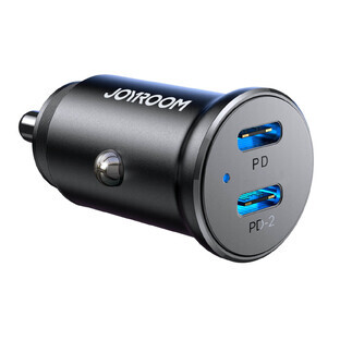 Joyroom mini caricatore per auto JR-CCN06 30W 2x USB-C in metallo - nero