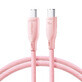 Joyroom Multi-Color Serie S-A34 USB-C / USB-C PD 60W Kabel 1m - rosa