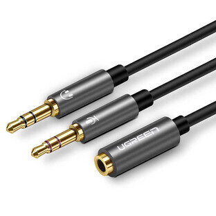 Câble séparateur Ugreen AUX 3,5 mm mini jack (femelle) - 2x 3,5 mm mini jack (mâle - microphone et casque) noir (AV140 20899)
