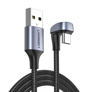 Cavo angolato in nylon Ugreen USB - USB Tipo C 2 m 3 A 18 W Cavo di ricarica rapida AFC FCP per giocatori grigio (70315) Cavo angolato in nylon Ugreen USB - USB Tipo C 2 m 3 A 18 W Cavo di ricarica rapida AFC FCP per giocatori grigio (70315)