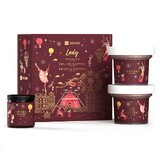 HiSkin Lady Box Set bodyscrub, 200 ml + badzout, 200 ml + sojakaars, 100 ml