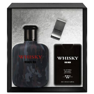 Evaflor Whisky Black Op Eau de Toilette, 100 ml + Eau de Toilette, 20 ml + Note Clip