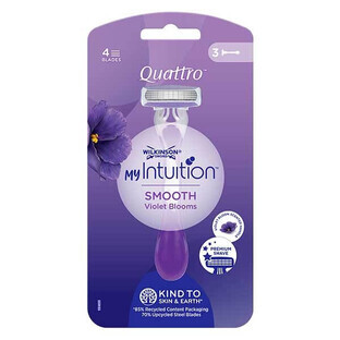 Wilkinson My Intuition Quattro Smooth Violet Bloom Einwegrasierer für Frauen, 3 Stück