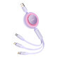 Baseus Bright Mirror 2 kabel CAMJ010105 oprolbare 3in1 USB-A - micro USB / Lightning / USB-C 66W 1,1m - paars