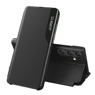 Eco Lederen Bekijk Case Samsung Galaxy A54 5G met flip cover standaard zwart