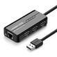 Netwerkadapter Ugreen 20264 RJ45 / USB-A 10/100Mbps HUB 3x USB-A 2.0 - zwart