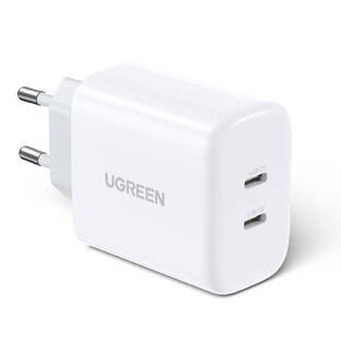 Caricatore di rete Ugreen 2x USB Tipo C 40W Power Delivery bianco (10343)