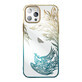 Luxury iPhone 14 Plus case with Kingxbar Phoenix crystals - gold and blue