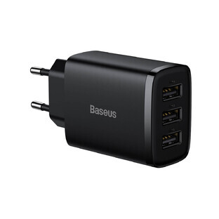 Baseus Compact netlader 3x USB 17W zwart (CCXJ020101)