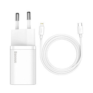 Baseus Super Si 1C USB Typ C 20W Power Delivery Schnellladegerät + USB Typ C - Lightning Kabel 1m weiß (TZCCSUP-B02)