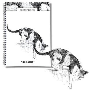 Cuaderno de esbozos en espiral A4 Gato 50k con perforación de 120 g/m² Narciso