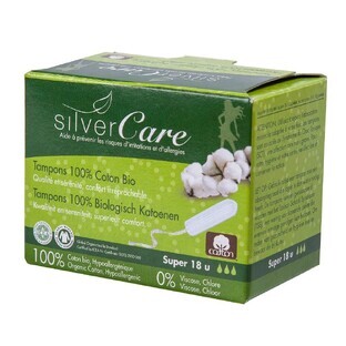 Masmi Super tampons en coton biologique sans applicateur, 18 pièces