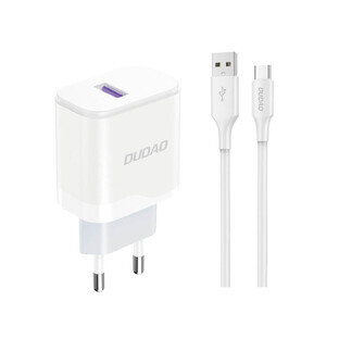 Dudao A20EU Netzladegerät USB-A 18W - weiß + USB-A - USB-C Kabel