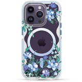 Kingxbar Flora Series magnetic iPhone 14 Plus MagSafe case decorated with orchid flower print
