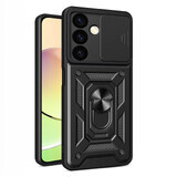 Hybrid Armor Camshield case for Samsung Galaxy A35 armored case with camera cover - black