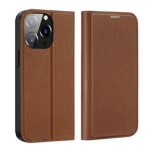 Dux Ducis Skin X2 hoesje voor iPhone 14 Pro met magnetisch klepje bruin
