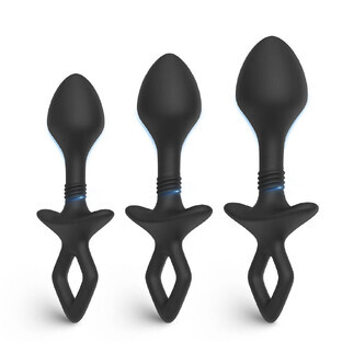 S-Hande FlexiCore Juego de plugs anales Negro, 3 piezas