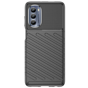 Thunder Hoesje voor Motorola Moto G62 5G siliconen pantserhoesje zwart