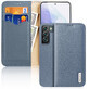 Dux Ducis Hivo custodia con patta in pelle naturale portafoglio per carte e documenti Samsung Galaxy S22+ (S22 Plus) blu